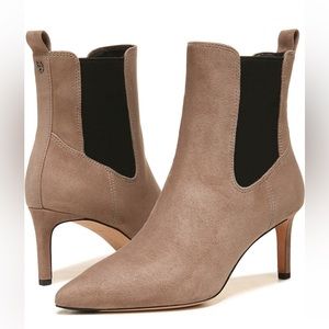 Veronica Beard Leeland Pointed Toe Chelsea Boots in Taupe